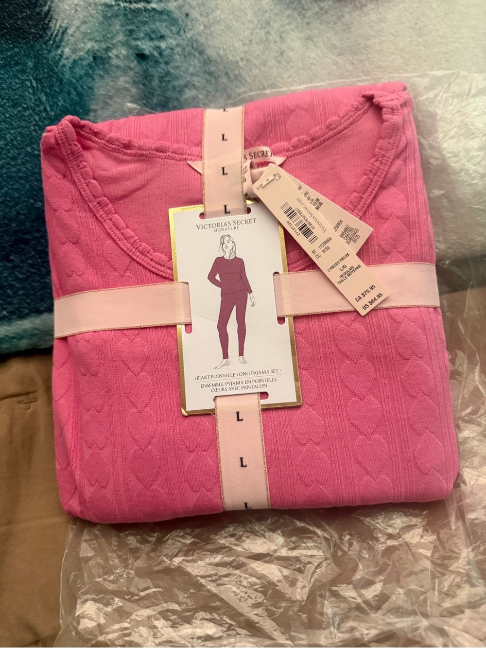 Victoria's Secret Pink Heart Pointelle Pajama Set - Large